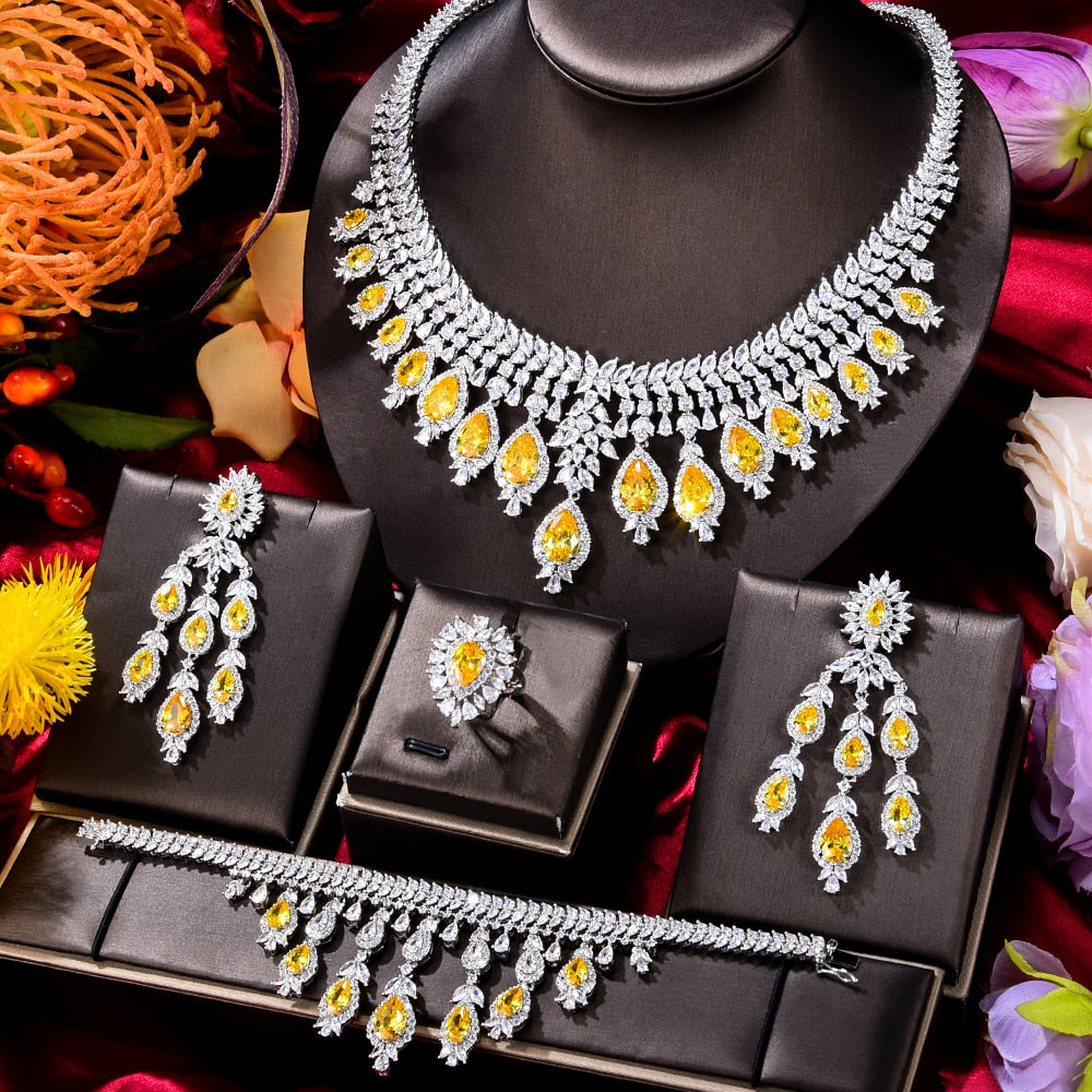 Elevate your elegance with our Green CZ Luxury African Set, a captivating blend of crystal brilliance for weddings and parties.