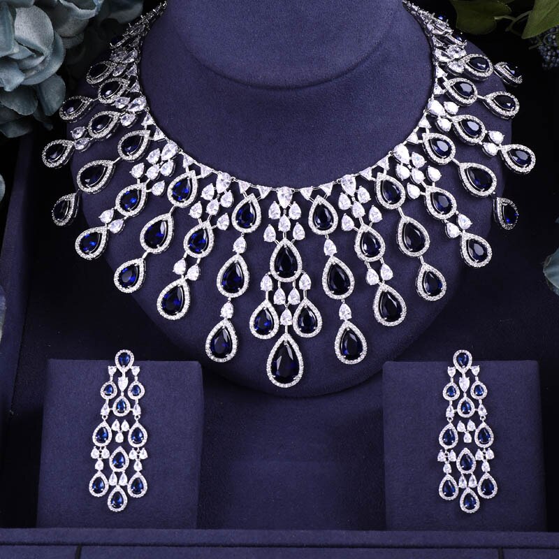 African 2 pcs Bridal Zirconia Jewelry Sets For Women Party, Luxury Dubai Nigeria CZ Crystal Wedding Jewelry Sets