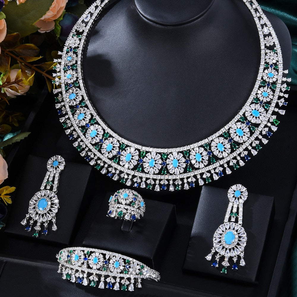 Indulge in the splendor of our brand new Bowknot 4Pcs African Jewelry Sets, a luxurious adornment for weddings and special occasions.
