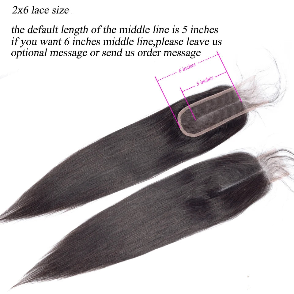 30inch Straight Human Hair Bundles With Closure Brazilian Raw Hair Weave Bundles With 2x6 Deep Kim Closure and Bundles