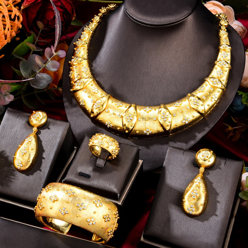 Famous Bling Sequins Luxury Africa Dubai Jewelry Sets