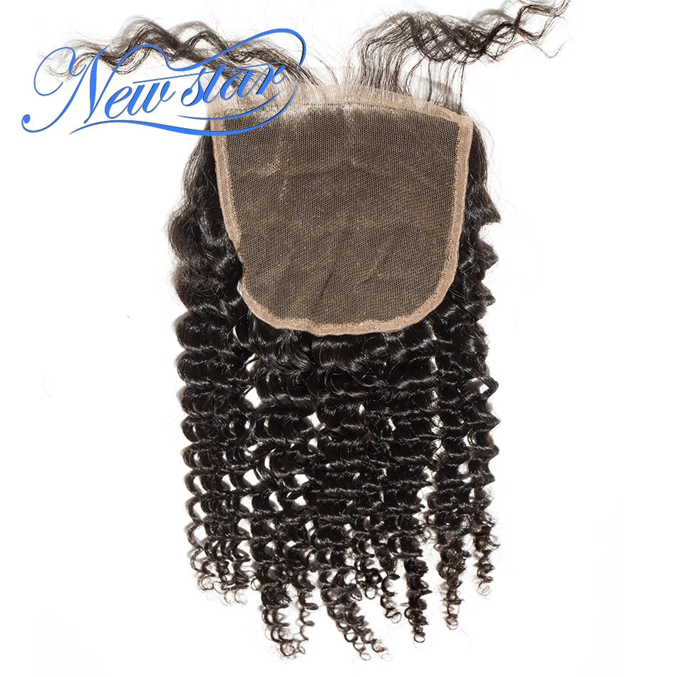 100% Brazilian Curly Virgin Human Hair Weaving 3 Bundles Extension With A 4x4 Lace Closure Weave And Closure Deal