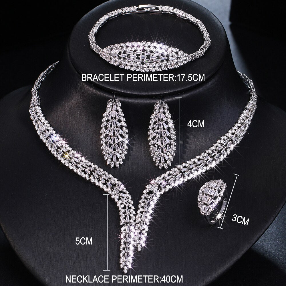 "Experience the pinnacle of luxury with our ingeniously designed Leaves Shape Jewelry Set, a perfect ornament for your bridal engagement or wedding party."