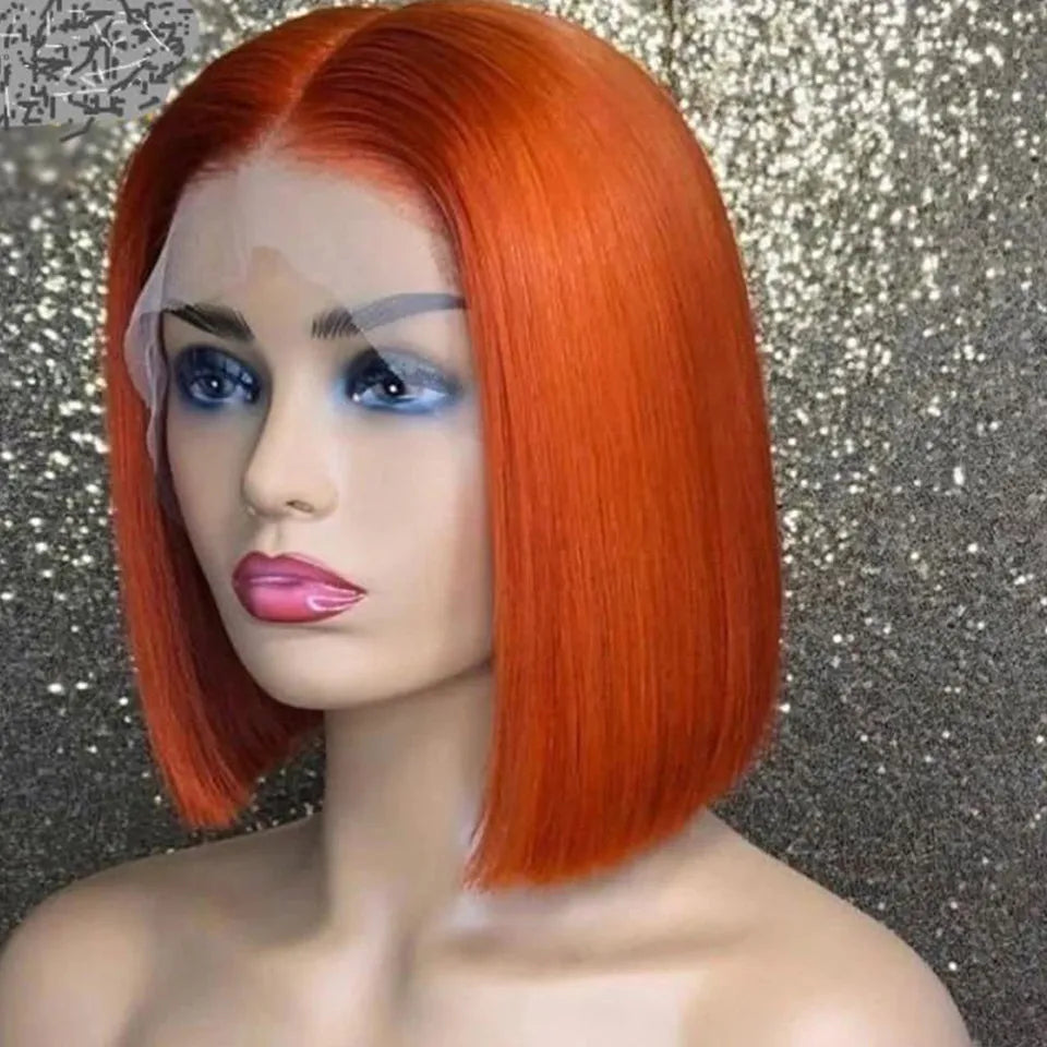 Ginger Short Bob Lace Front Wigs 100% Human Hair Wigs Bob Lace Blonde Orange Straight Brazilian Hair Closure Wig