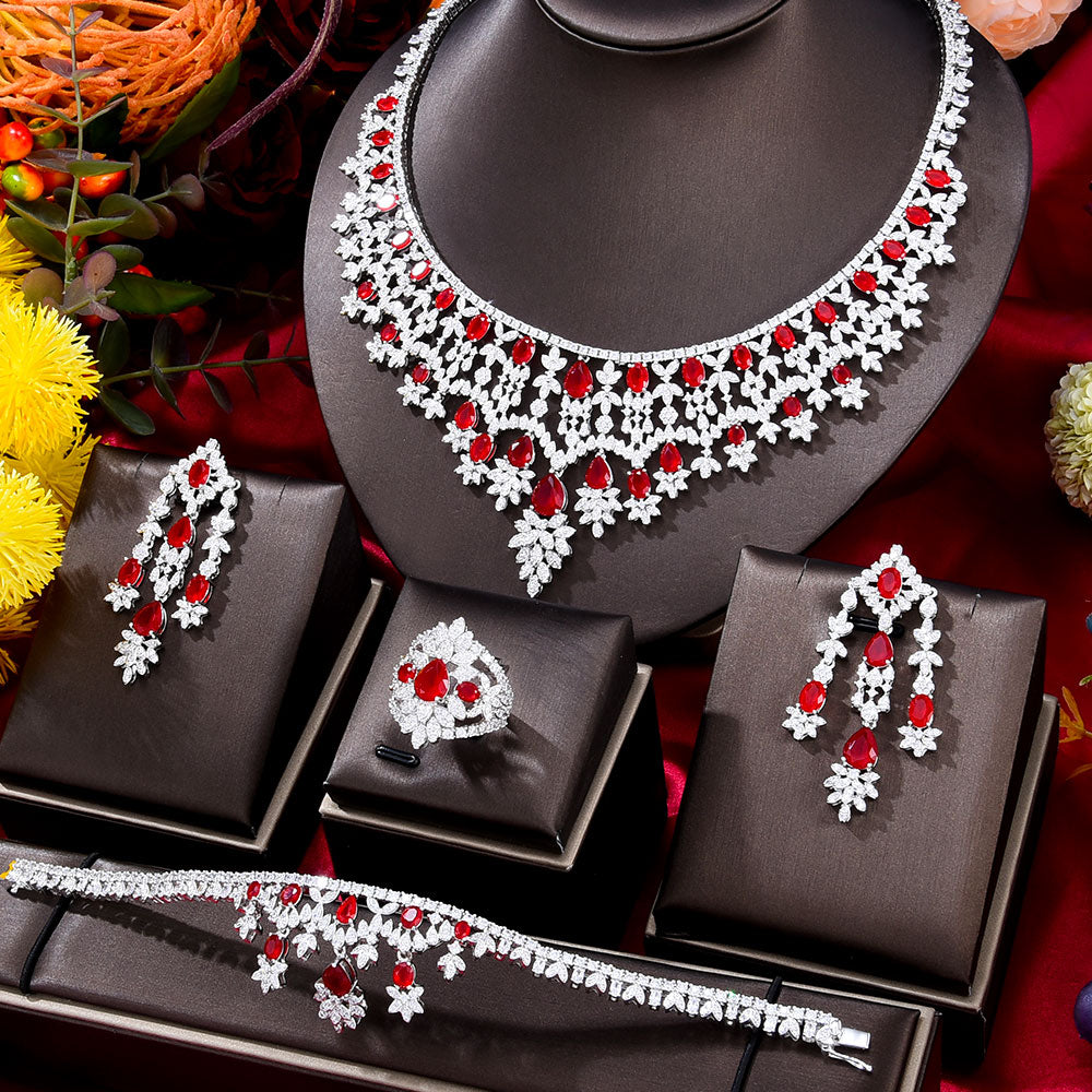 Luxury Princess 4PCS Indian Kundan Jewelry Set For Women
