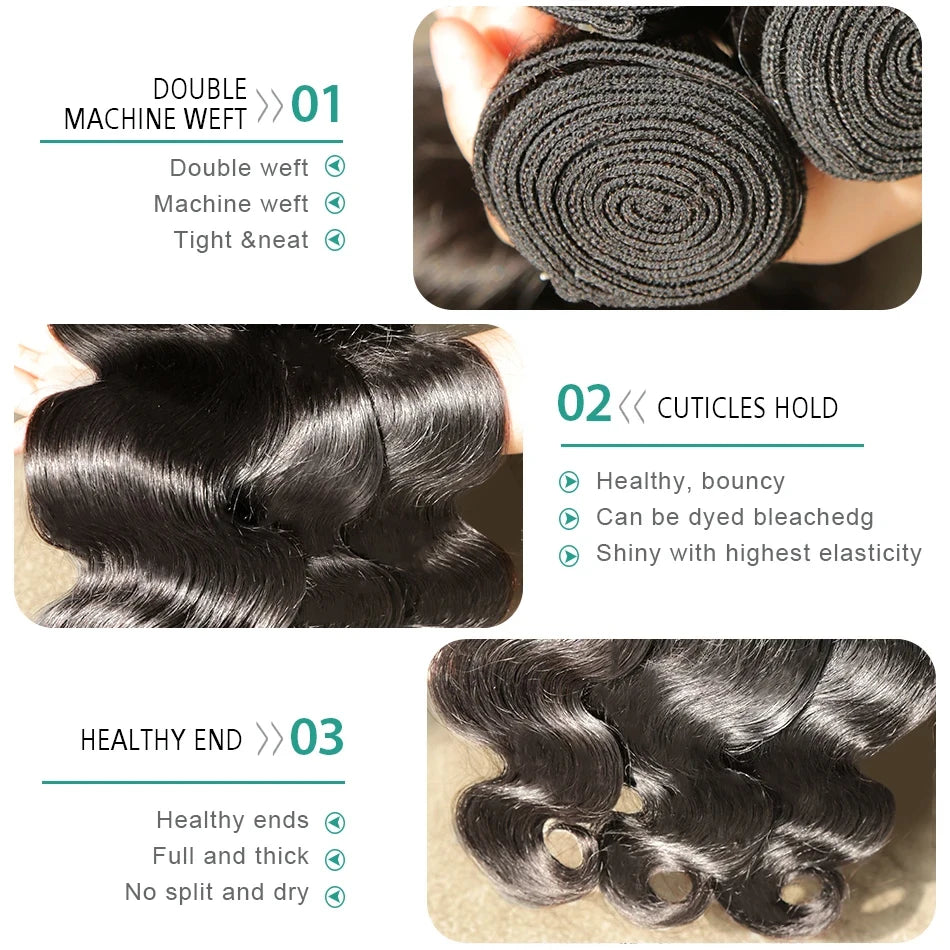 30 32 40 Inch Body Wave 3 4 Bundles Brazilian Hair Water Wavy Weave Human Hair Bundles Extensions