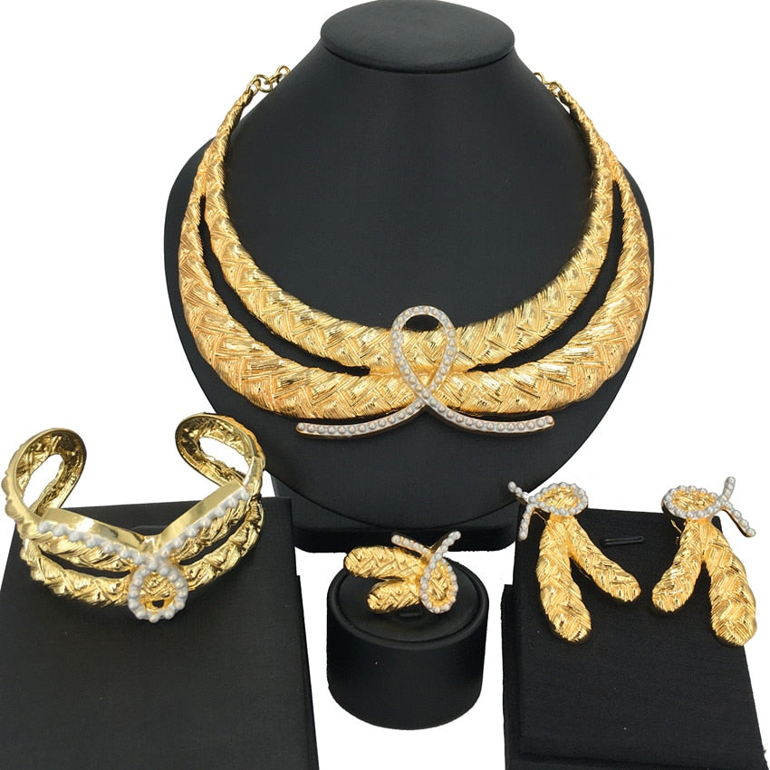 Fashion Jewelry Set Store Big Italian Gold Plated Jewelry Sets For Dubai Nigeria Women Birthday Christmas Party Gift FHK13798