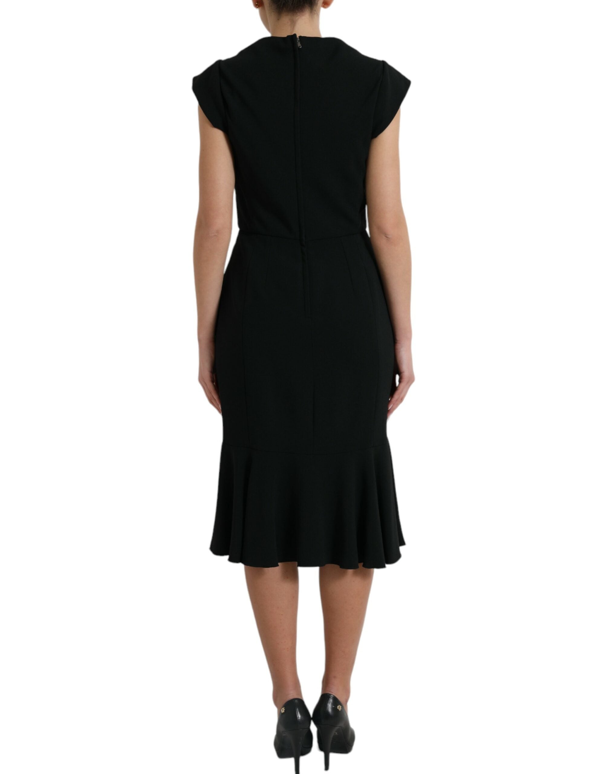 Dolce & Gabbana Elegant Black Stretch Cady Midi Dress