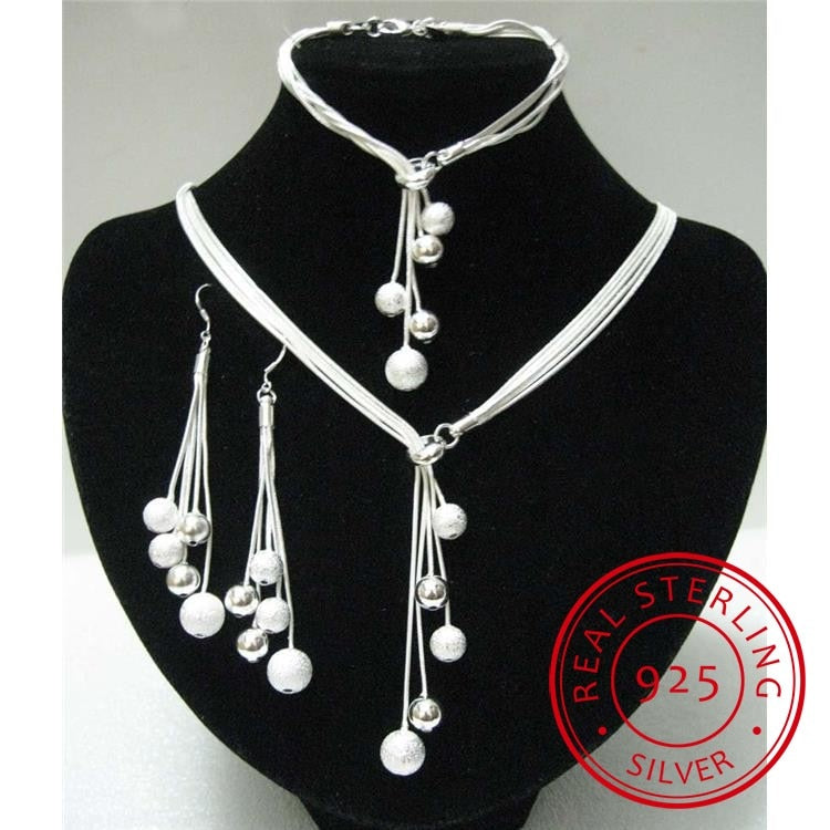 925 sterling silver high-quality five-wire beads Necklace Bracelet Earring