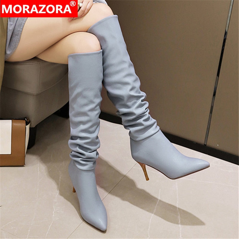 Big size 3 - 19 women's boots pointed toe winter boots pointed toe knee high boots