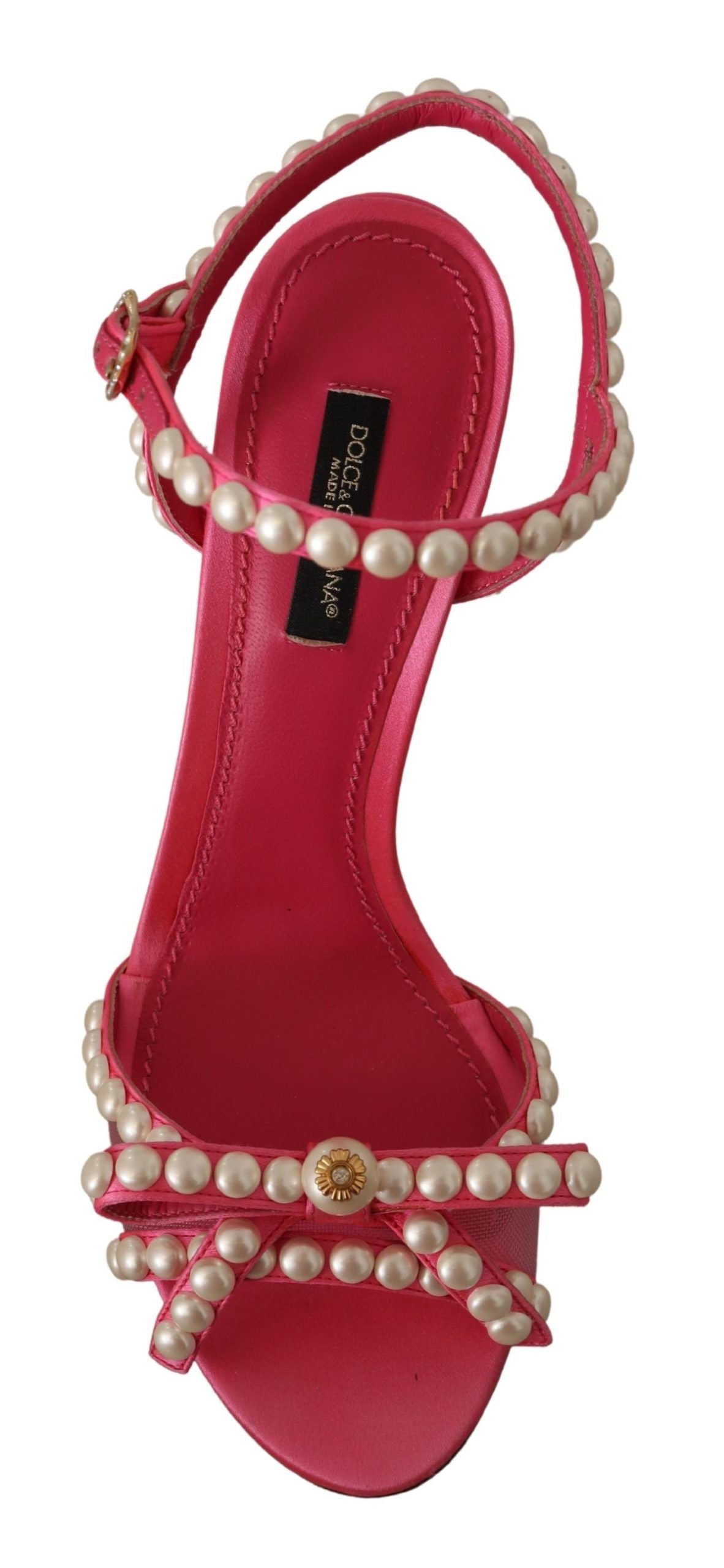 Dolce & Gabbana Elegant Pink Pearl Embellished Heels Sandals