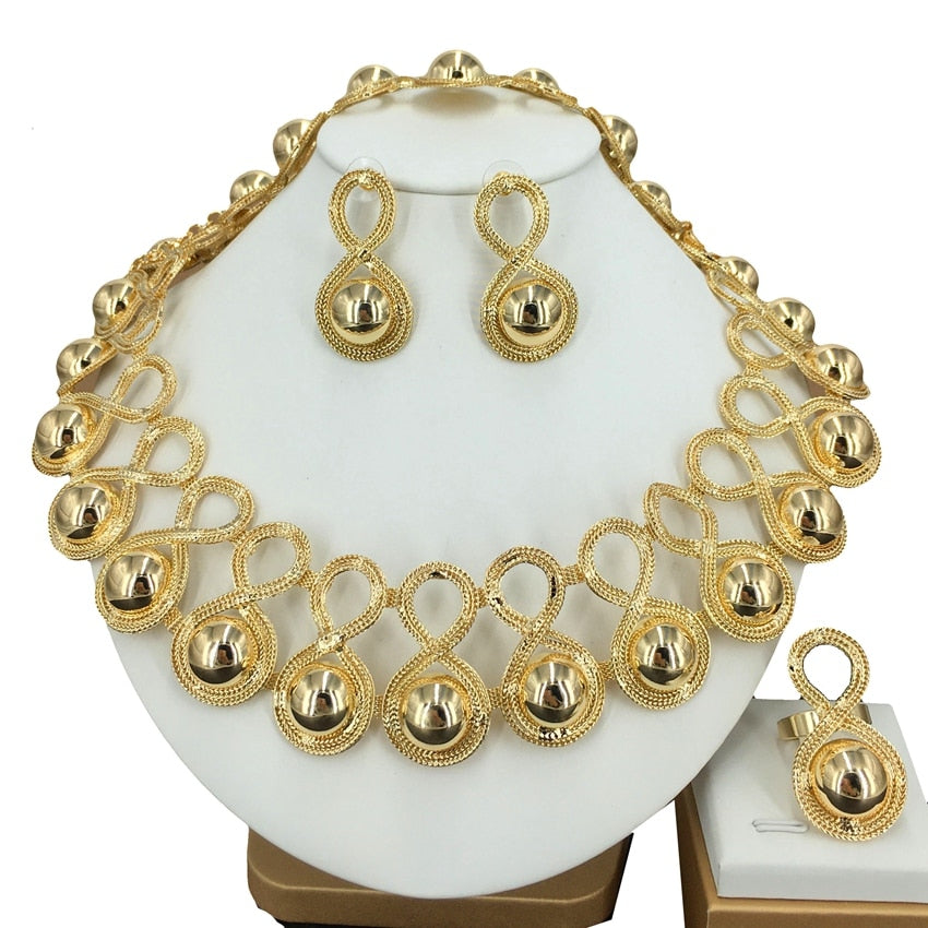 Fashion Jewelry Set Store Brazilian Gold Plated Handmade Jewelry Sets For Women Wedding Birthday